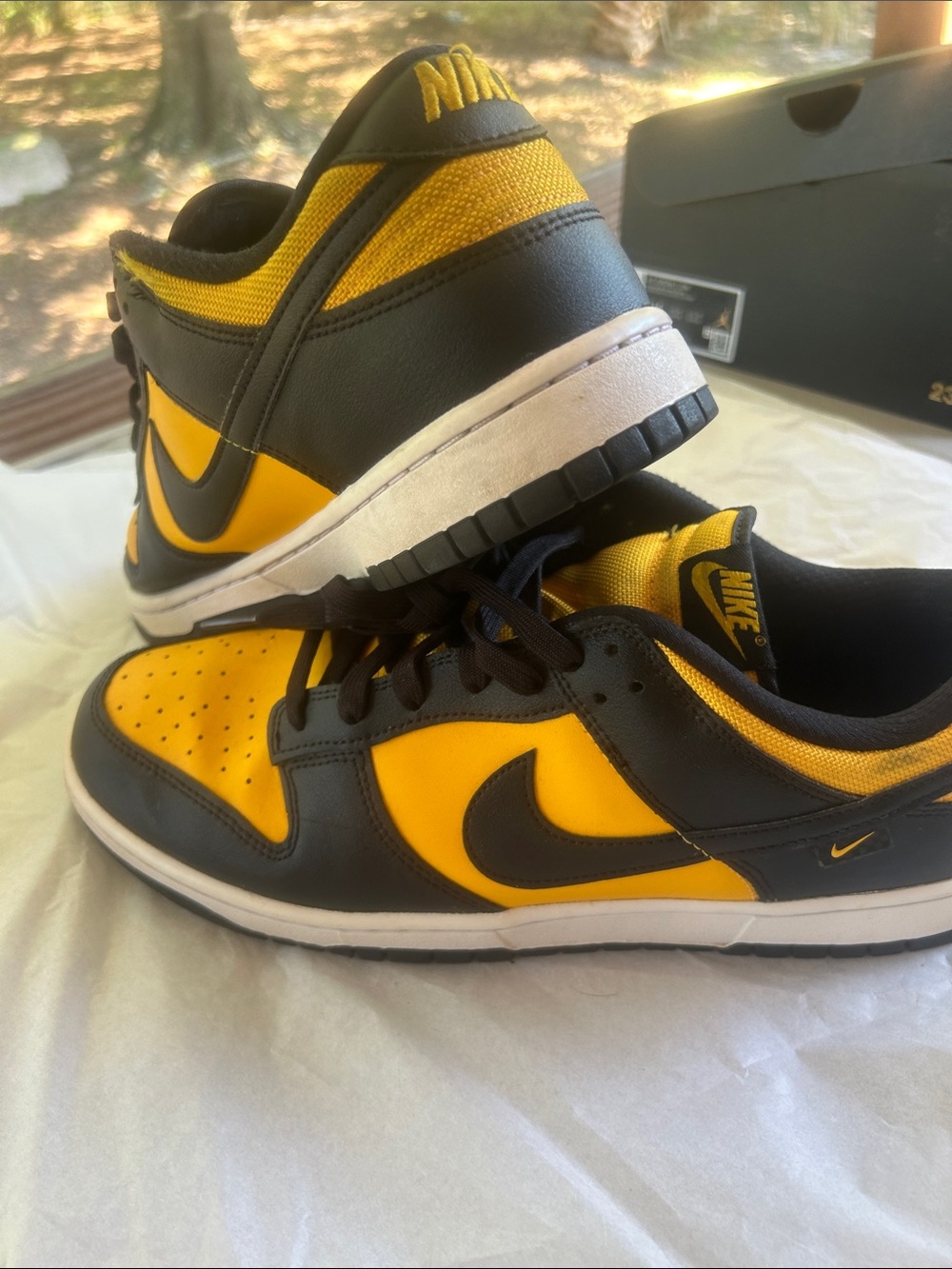 Nike Low-dunk in Black and gold university. 11.5